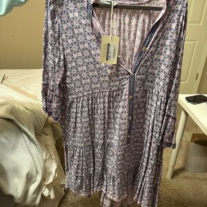 Liberty Asymmetrical Dress in Pink and Blue